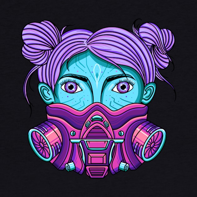 Tech Gas mask Quarantine Girl by nataliesnow24